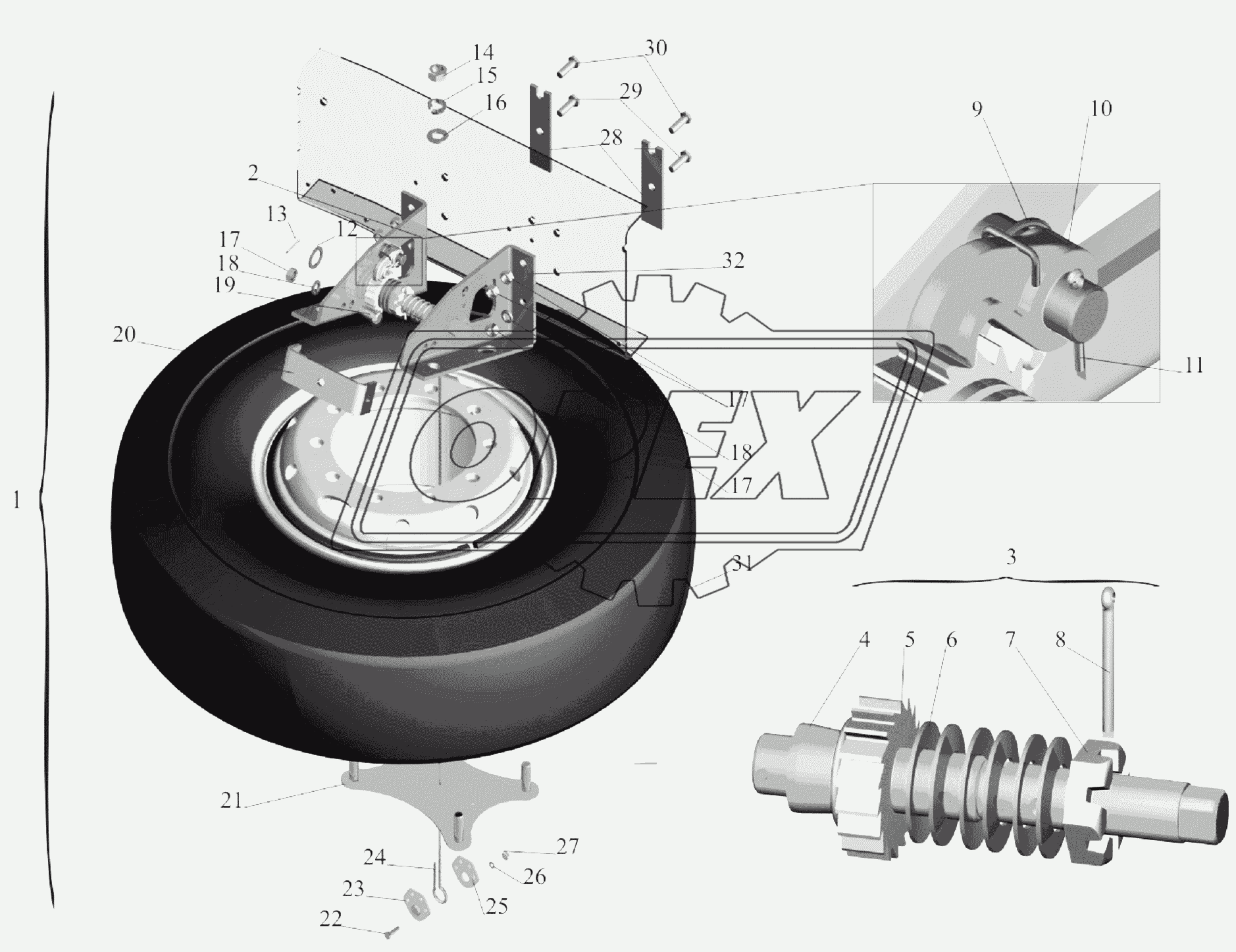 Установка запасного колеса 2